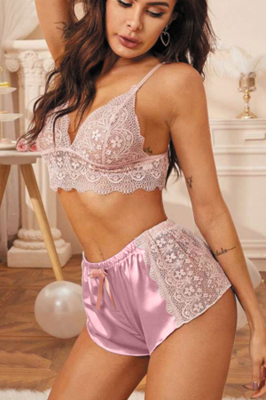 Pijamale - Set pijama sexy doua piese, top si pantaloni scurti TY-SD230roz