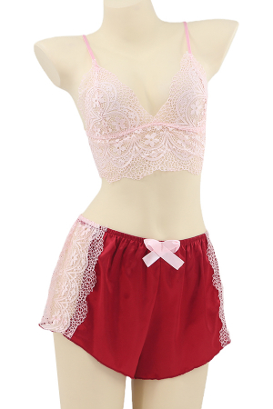 Pijamale - Set pijama sexy doua piese, top si pantaloni scurti TY-SD230visiniu