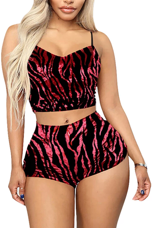 Pijamale - Set pijama sexy din catifea, maiou si pantaloni scurti YMR-1797-7