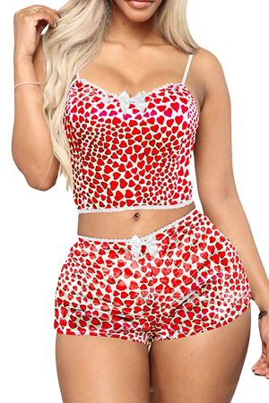 Pijamale - Set pijama sexy din catifea, maiou si pantaloni scurti YMR-1797-1