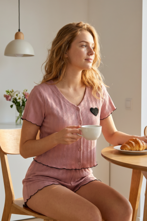 Damă - Set pijama doua piese, tricou si pantaloni scurti SUSU-2616