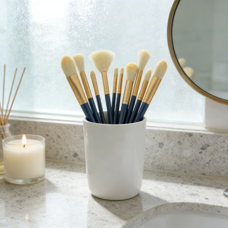 Cosmetice - Set portabil cu 10 pensule machiaj SL-L1008