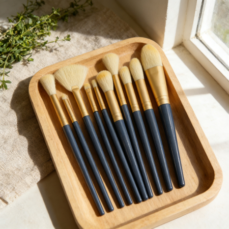 Cosmetice - Set portabil cu 10 pensule machiaj SL-L1008