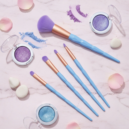 Cosmetice - Set portabil cu 5 pensule machiaj SL-21036albastru