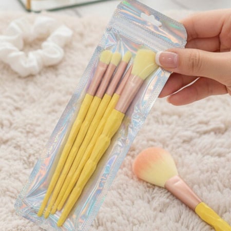 Machiaj - Set portabil cu 5 pensule machiaj SL-21036galben