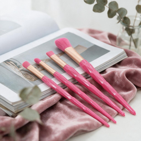Machiaj - Set portabil cu 5 pensule machiaj SL-21036roz inchis