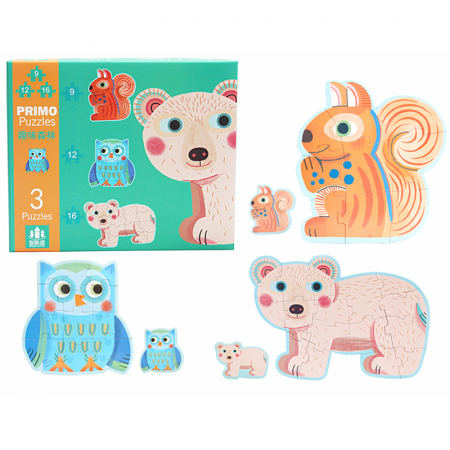 Jucării - Set puzzle evolutiv cu piese mari pentru copii JH-11urs
