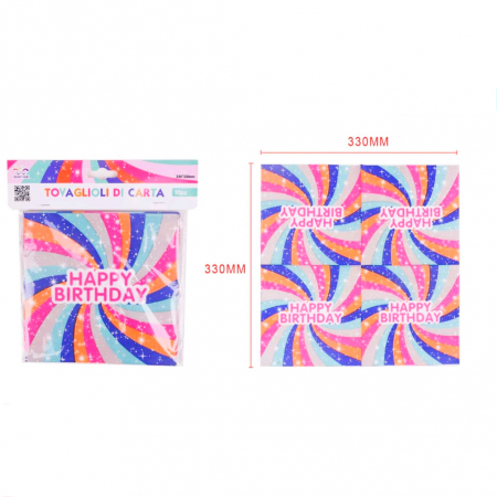 Set 10 servetele colorate ' Happy Birthday ' AI0141