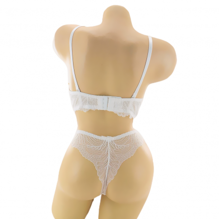 Seturi și Compleuri - Set doua piese lenjerie intima, sutien cu push-up si chiloti brazilieni D-30alb