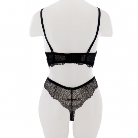 Seturi și Compleuri - Set doua piese lenjerie intima, sutien cu push-up si chiloti brazilieni D-30negru