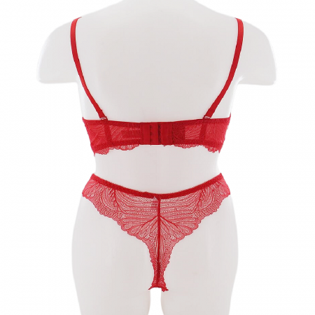 Seturi și Compleuri - Set doua piese lenjerie intima, sutien cu push-up si chiloti brazilieni D-30rosu