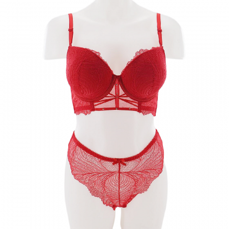 Seturi și Compleuri - Set doua piese lenjerie intima, sutien cu push-up si chiloti brazilieni D-30rosu