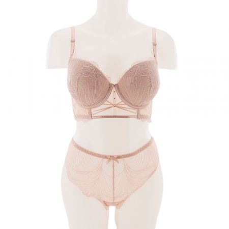 Seturi și Compleuri - Set doua piese lenjerie intima, sutien cu push-up si chiloti brazilieni D-30roz