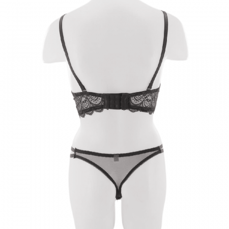 Seturi și Compleuri - Set doua piese lenjerie intima, sutien cu push-up si chiloti tanga D-34mov