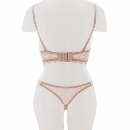 Seturi și Compleuri - Set doua piese lenjerie intima, sutien cu push-up si chiloti tanga D-34roz