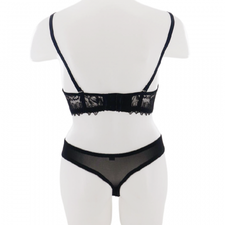Seturi și Compleuri - Set doua piese lenjerie intima, sutien cu push-up si chiloti sexy G-20negru