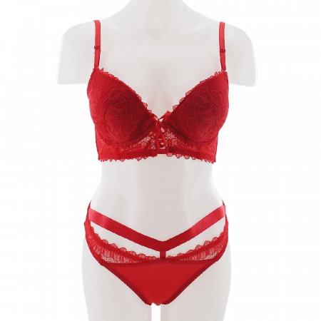 Seturi și Compleuri - Set doua piese lenjerie intima, sutien cu push-up si chiloti sexy G-20rosu