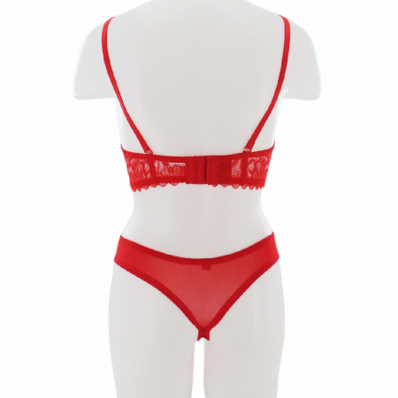 Seturi și Compleuri - Set doua piese lenjerie intima, sutien cu push-up si chiloti sexy G-20rosu