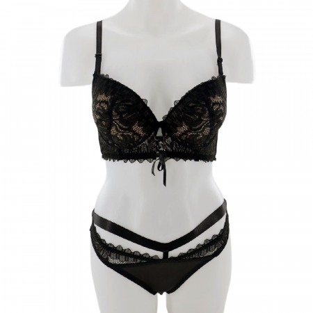 Seturi și Compleuri - Set doua piese lenjerie intima, sutien cu push-up si chiloti sexy G-20verdeinchis
