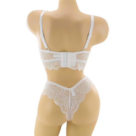 Seturi și Compleuri - Set doua piese lenjerie intima, sutien cu push-up si chiloti brazilieni G-7alb