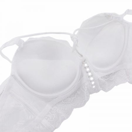 Seturi și Compleuri - Set doua piese lenjerie intima, sutien cu push-up si chiloti brazilieni G-7alb