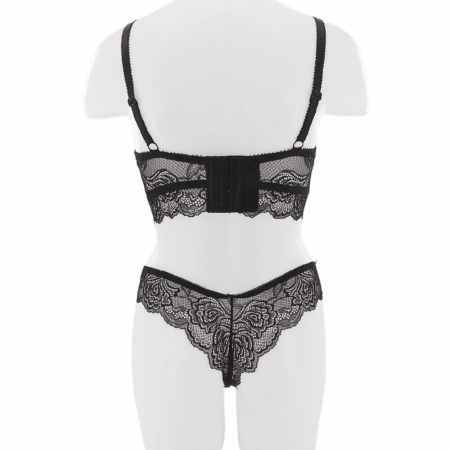 Seturi și Compleuri - Set doua piese lenjerie intima, sutien cu push-up si chiloti brazilieni G-7negru