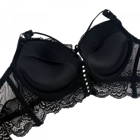 Seturi și Compleuri - Set doua piese lenjerie intima, sutien cu push-up si chiloti brazilieni G-7negru