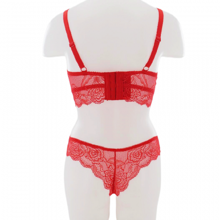 Seturi și Compleuri - Set doua piese lenjerie intima, sutien cu push-up si chiloti brazilieni G-7rosu