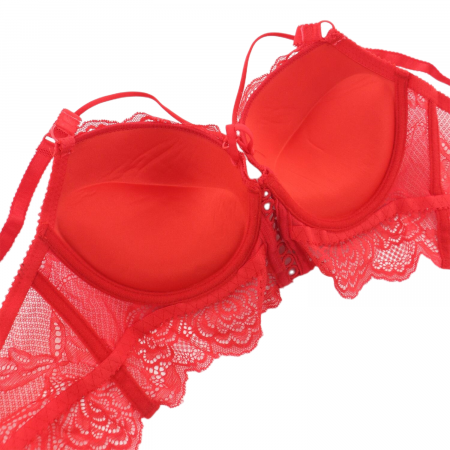 Seturi și Compleuri - Set doua piese lenjerie intima, sutien cu push-up si chiloti brazilieni G-7rosu