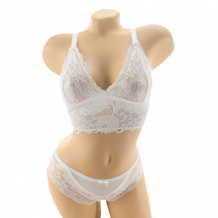 Seturi și Compleuri - Set doua piese lenjerie intima, top si chiloti sexy V1alb