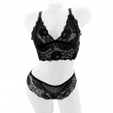 Seturi și Compleuri - Set doua piese lenjerie intima, top si chiloti sexy V1negru