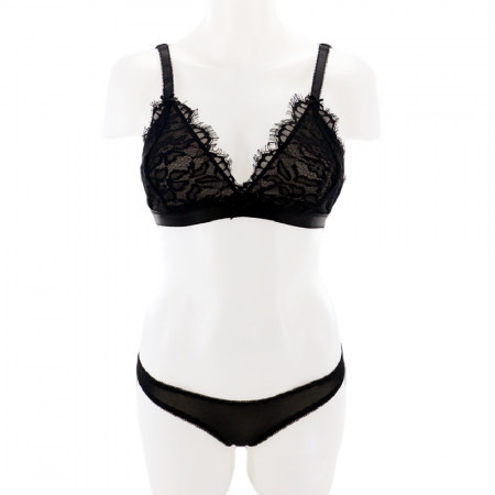 Seturi și Compleuri - Set doua piese lenjerie intima, sutien si chiloti sexy V9negru
