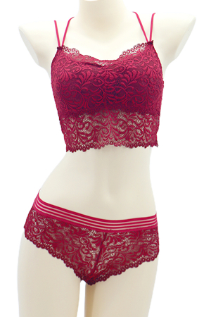 Seturi și Compleuri - Set 2 piese lenjerie intima, top si chiloti brazilieni SMT8837visiniu