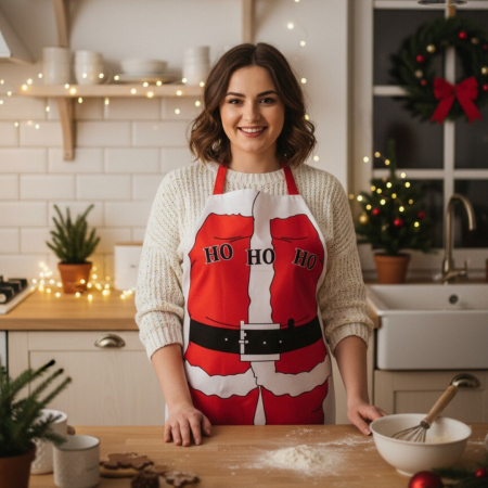 Șorțuri bucătărie - Sort bucatarie pentru gatit, model ' Mos Craciun ' 6220-13
