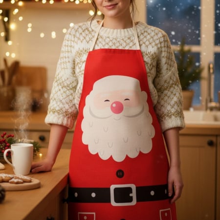 Șorțuri bucătărie - Sort bucatarie pentru gatit, model ' Mos Craciun ' MOS1-1