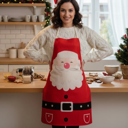 Șorțuri bucătărie - Sort bucatarie pentru gatit, model ' Mos Craciun ' MOS1-1