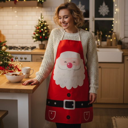 Șorțuri bucătărie - Sort bucatarie pentru gatit, model ' Mos Craciun ' MOS1-1