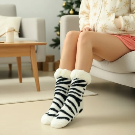 Ciorapi - Sosete flausate cu model Zebra 31508-5alb