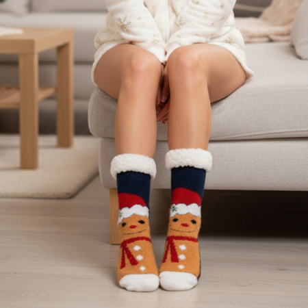 Ciorapi - Sosete flausate cu tematica de Craciun 31508-4E