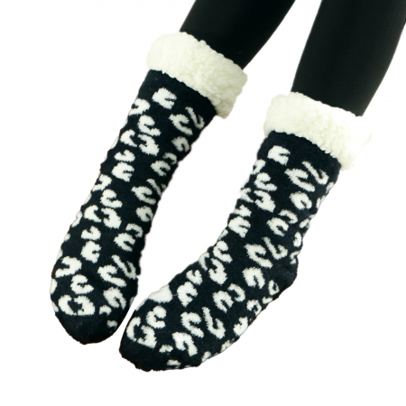 Ciorapi - Sosete flausate cu model Leopard 31508-5negru