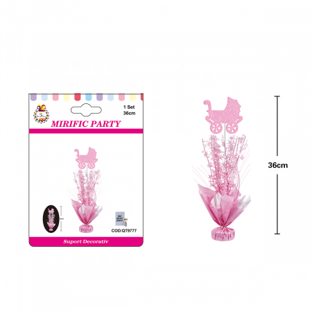 Baloane - Suport decorativ cu stelute si carucior 36 cm QT9777