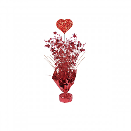Baloane - Suport decorativ cu stelute si inima rosie 36 cm QT9775