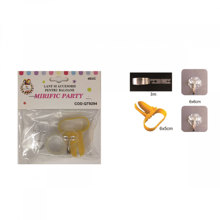 Articole party - Set 4 accesorii pentru prindere baloane din plastic QT9294