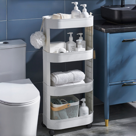 Suporturi și accesorii de baie - Suport universal pentru baie sau bucatarie cu 4 polite si roti SHYE-6504