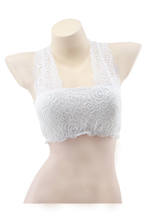 Bustiere - Top cu dantela brodata CA004alb