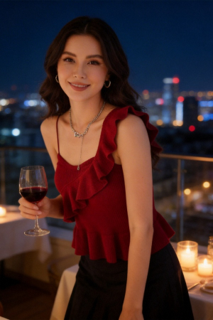 Îmbrăcăminte damă - Top cu volane XPX-25002rosu