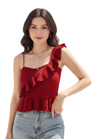 Îmbrăcăminte damă - Top cu volane XPX-25002rosu