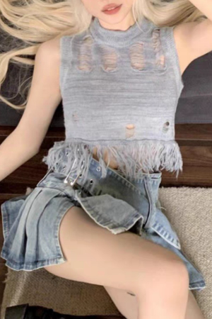 Top decupat cu tiv cu ciucuri XBX-3648 [6]