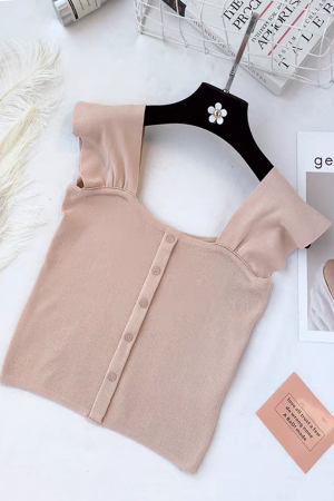 Îmbrăcăminte damă - Top din tricot cu nasturi decorativi XPX-9626roz