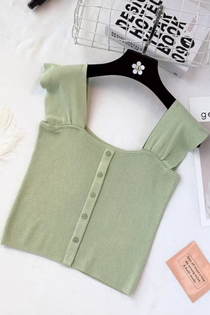 Îmbrăcăminte damă - Top din tricot cu nasturi decorativi XPX-9626verde